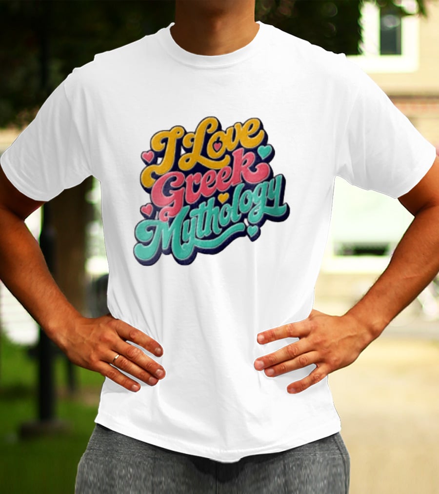 I Love Greek Mythology Colorful Heart Accents T-Shirt