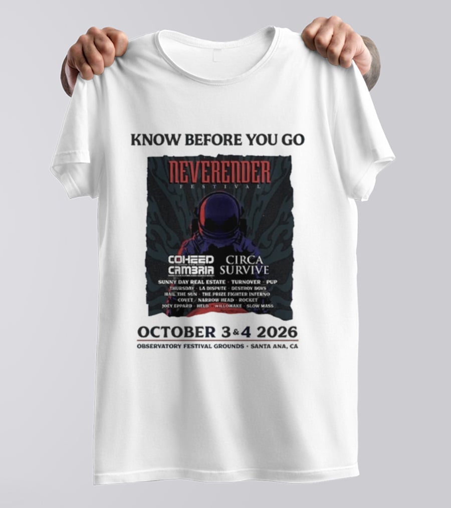 Neverender Coheed And Cambria Festival 2026 October Santa Ana Observatory Grounds T-Shirt