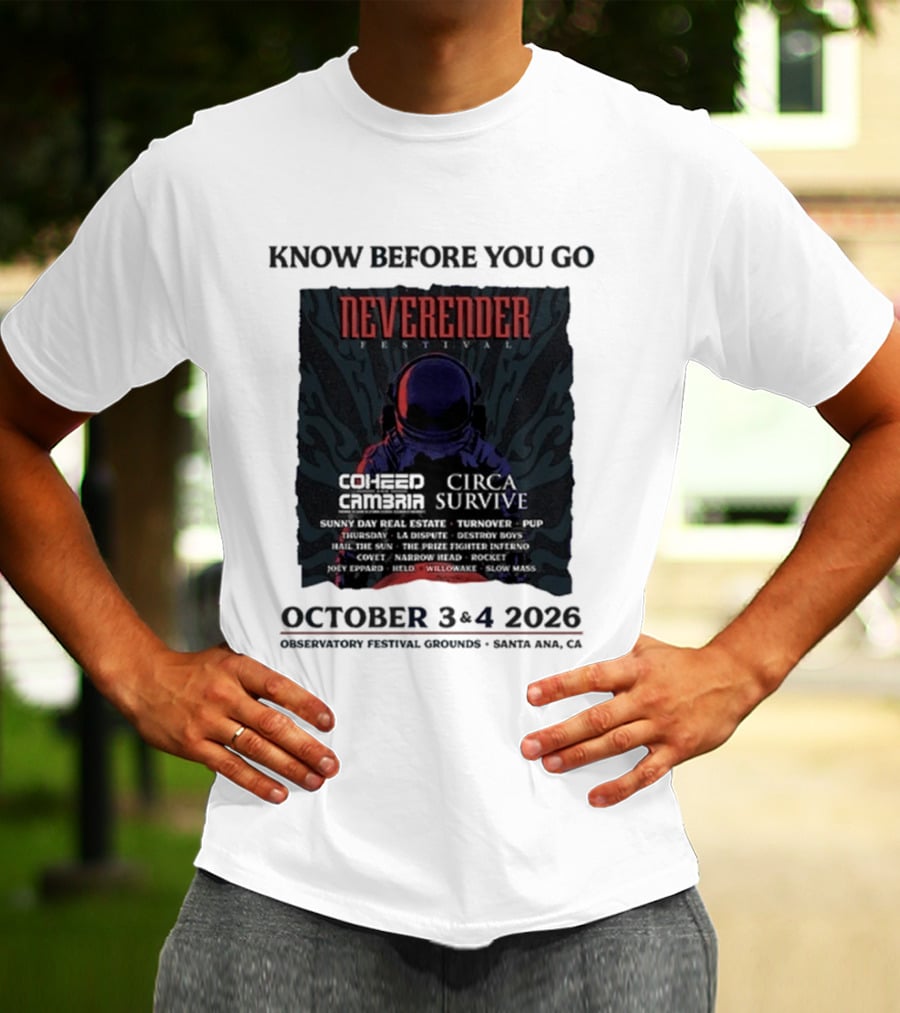Neverender Coheed And Cambria Festival 2026 October Santa Ana Observatory Grounds T-Shirt