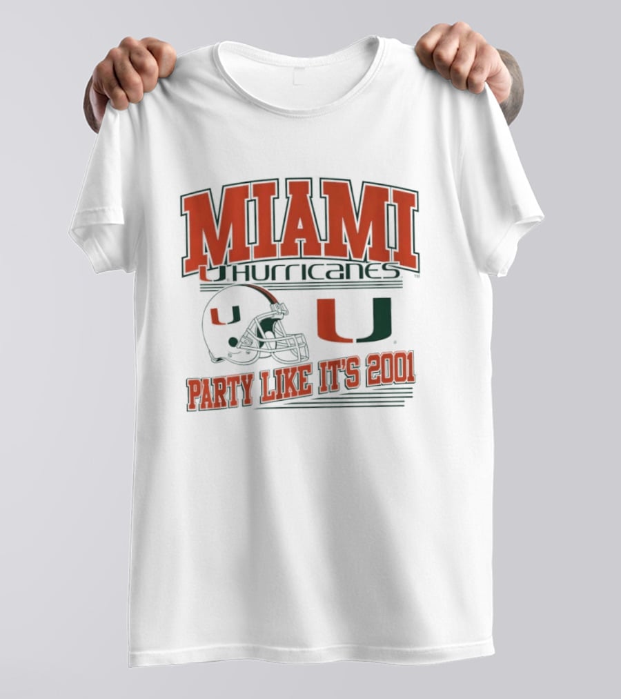 Miami Hurricanes Party Like It's 2001 Football Helmet U T-Shirt