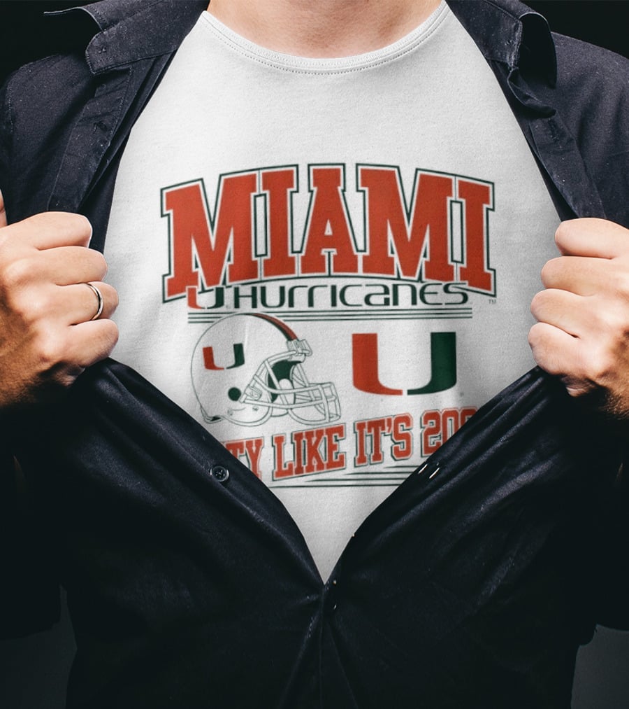 Miami Hurricanes Party Like It's 2001 Football Helmet U T-Shirt