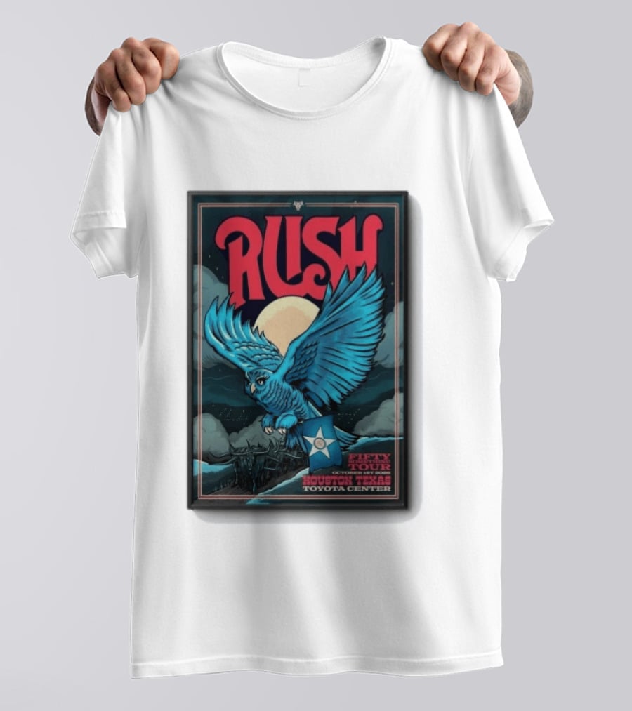 RUSH Houston Texas 10 1 2026 Owl Moon Toyota Center Fifty Tour T-Shirt