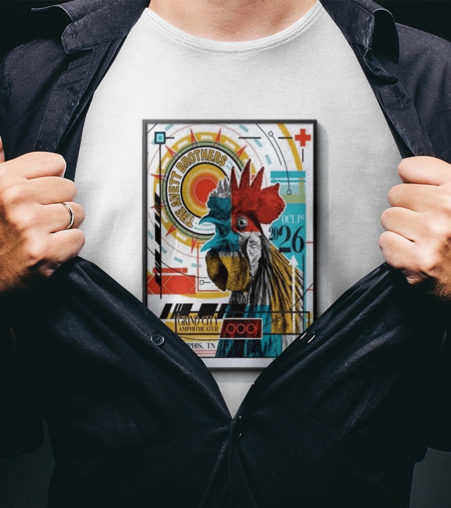 The Avett Brothers Memphis TN Grand City Amphitheater October 1 2026 Rooster T-Shirt
