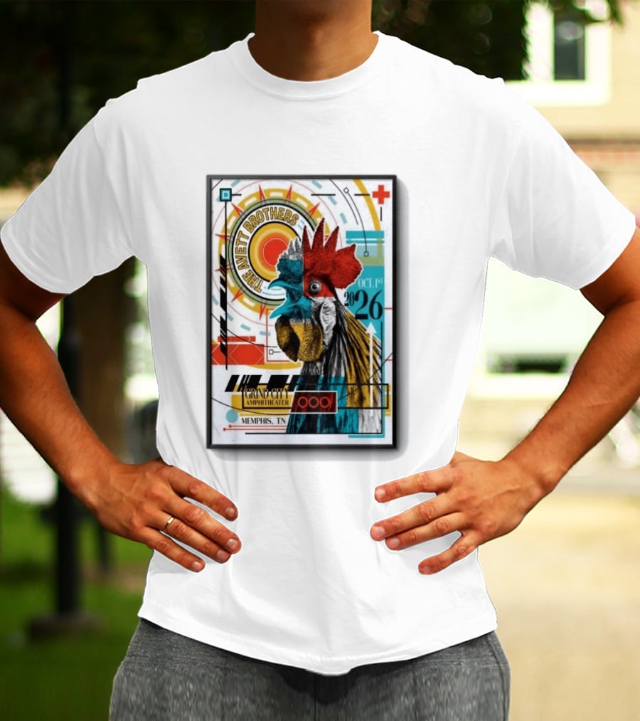 The Avett Brothers Memphis TN Grand City Amphitheater October 1 2026 Rooster T-Shirt