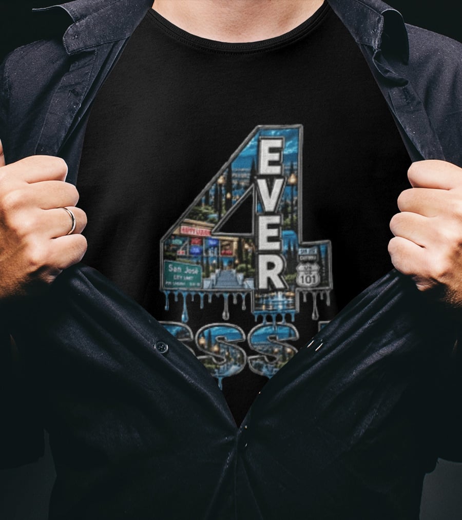 4 Ever San Jose City Limit Highway 101 SSSJ Metallic Dripping T-Shirt
