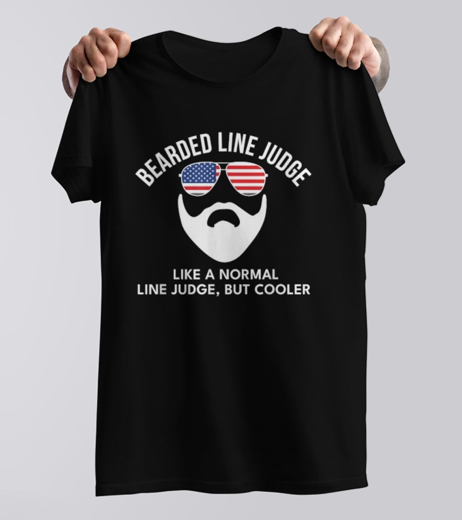 Bearded Line Judge American Flag Sunglasses Cool Sports T-Shirt
