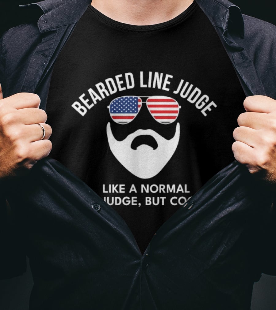 Bearded Line Judge American Flag Sunglasses Cool Sports T-Shirt