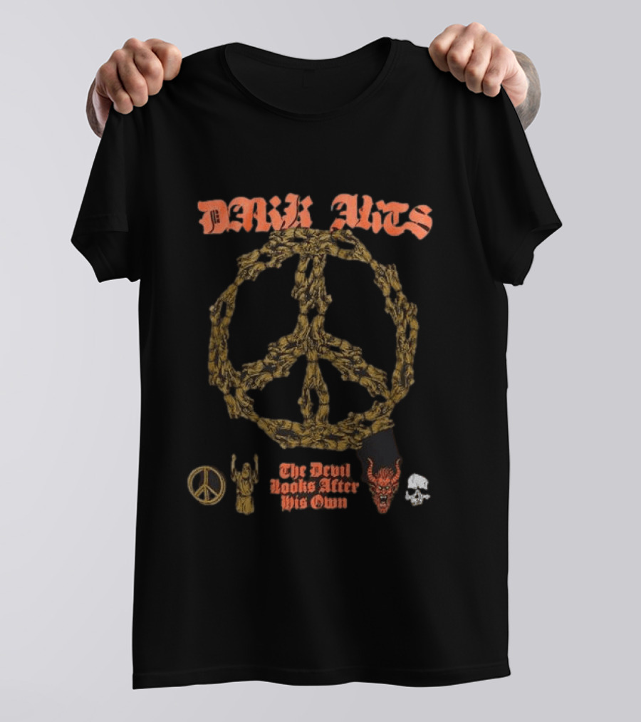 Dark Arts 12Th Birthday The Devil Looks After His Own Peace Symbol Skull T-Shirt