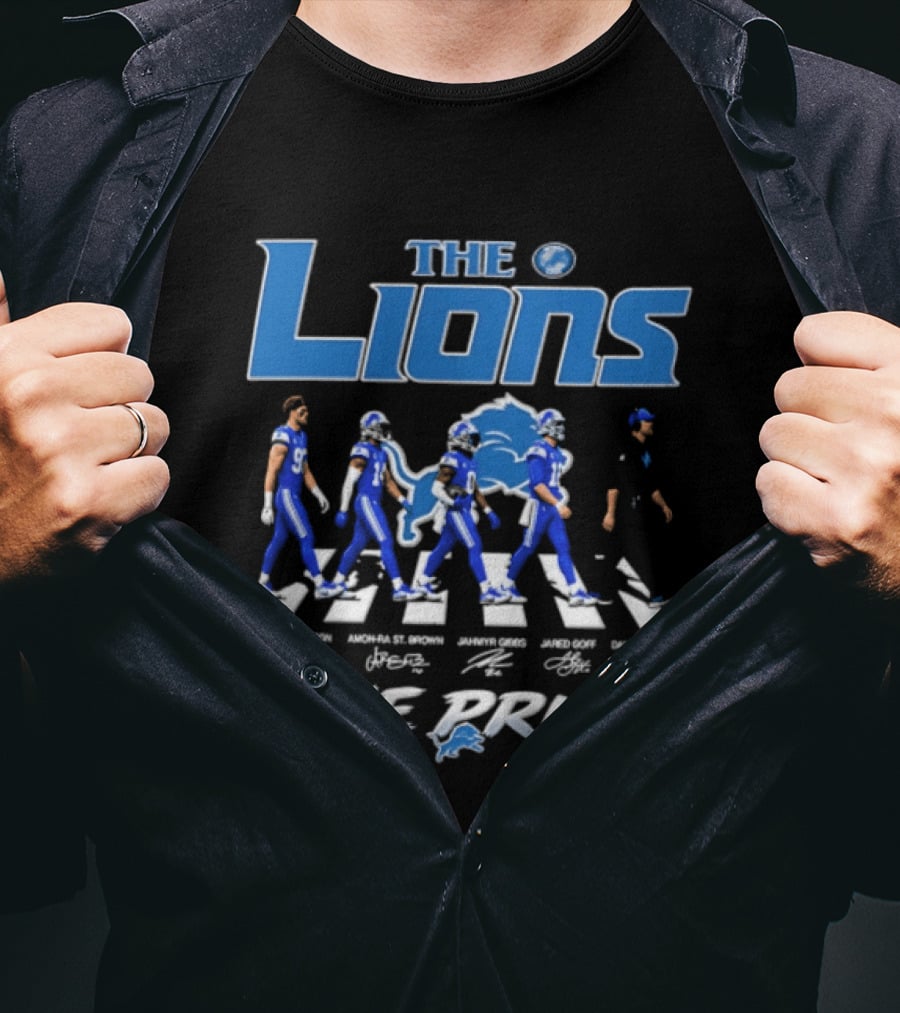 The Lions One Pride Aidan Hutchinson Amon Ra St. Brown Jahmyr Gibbs Jared Goff Dan Campbell T-Shirt