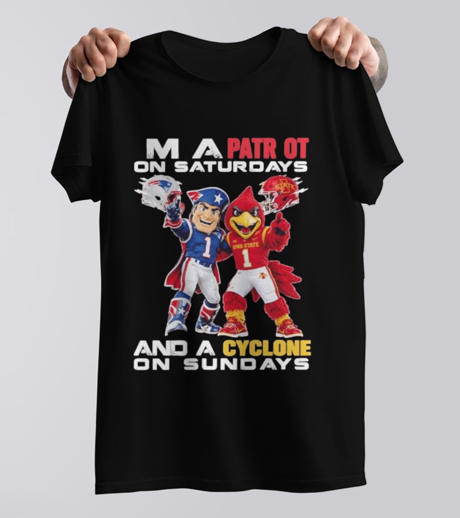 Patriot On Saturdays Cyclone On Sundays Iowa State Football Mascots T-Shirt