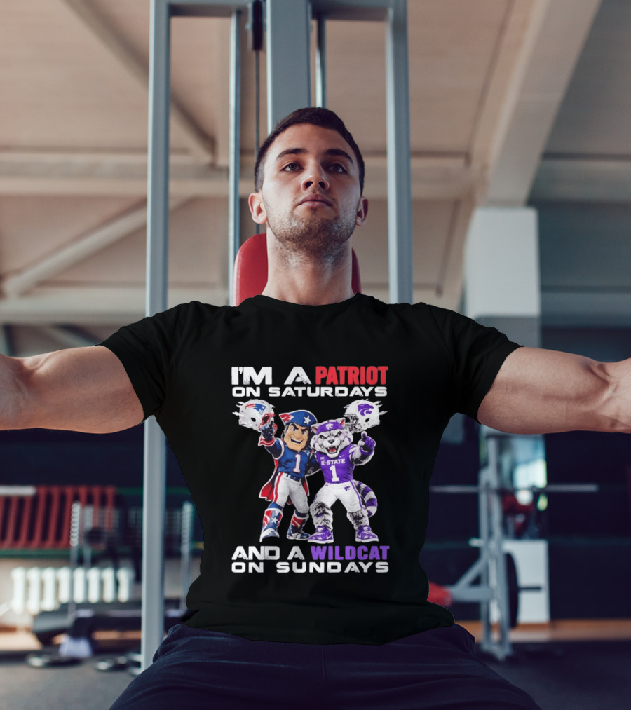 I'm A Patriot On Saturdays And A Wildcat On Sundays K State Football Patriots Wildcat Mascots T-Shirt