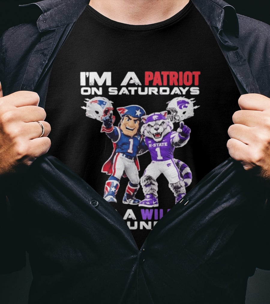 I'm A Patriot On Saturdays And A Wildcat On Sundays K State Football Patriots Wildcat Mascots T-Shirt