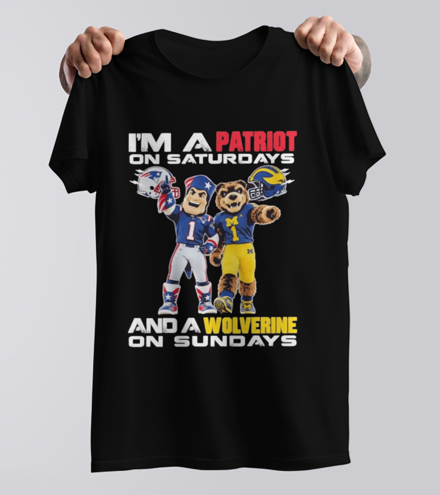 Patriot And Wolverine Football Mascots Saturdays Sundays T-Shirt