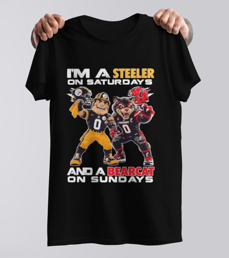 I'm A Steeler On Saturdays And A Bearcat On Sundays Cincinnati Football Fan T-Shirt