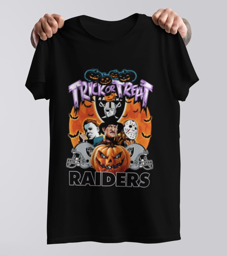 Las Vegas Raiders Trick Or Treat Halloween Pumpkin Ghosts T-Shirt