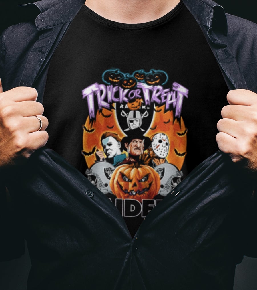 Las Vegas Raiders Trick Or Treat Halloween Pumpkin Ghosts T-Shirt