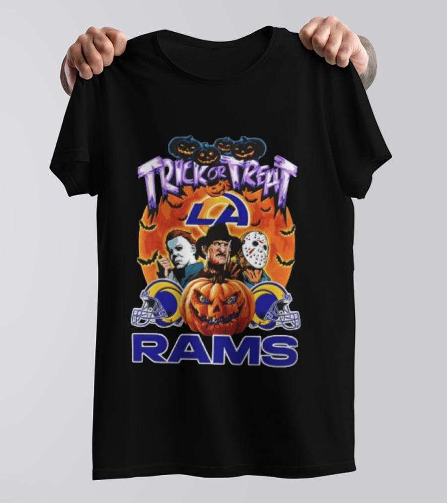 Los Angeles Rams Halloween Trick Or Treat Horror Pumpkin Football T-Shirt