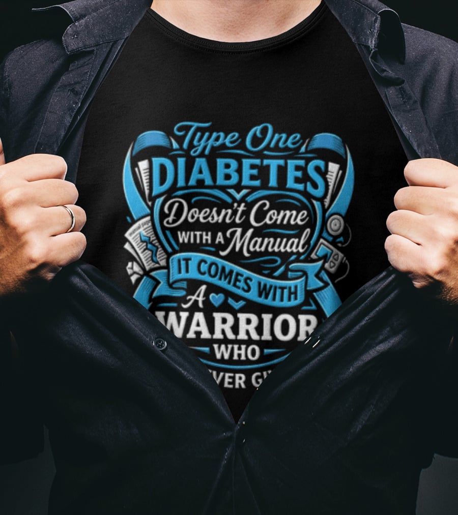 Type One Diabetes Doesn't Come With A Manual It Comes With A Warrior Who Never Gives Up T-Shirt