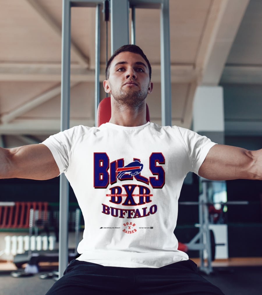 Born X Raised Buffalo Bills BXR Blockletter White T-Shirt