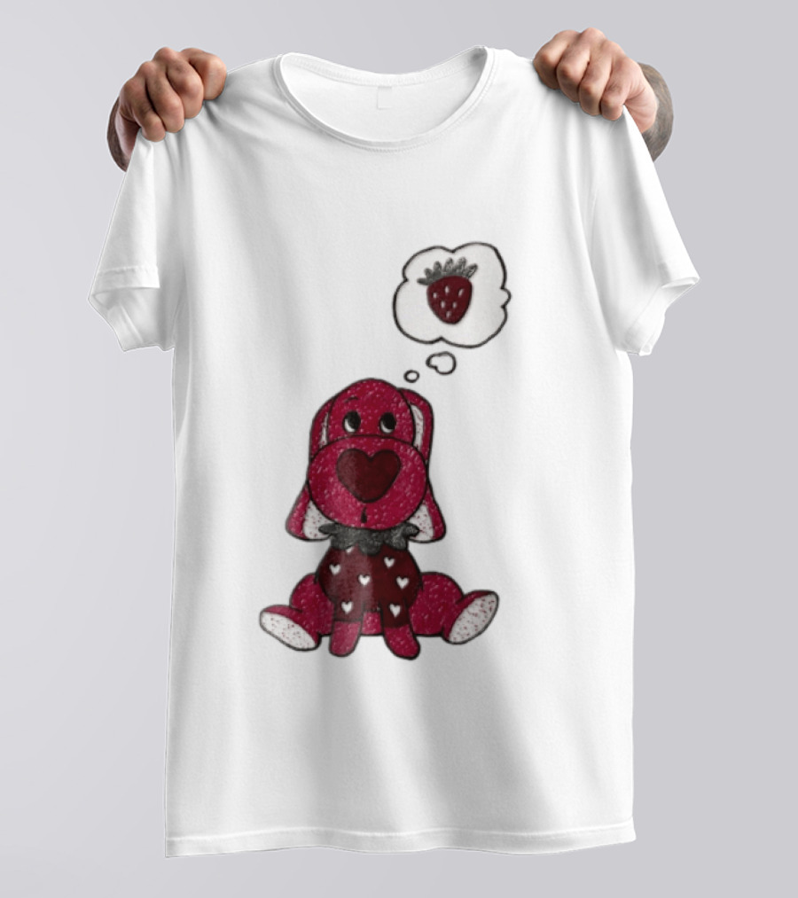 Dog With Strawberry Thought Bubble Costume Hearts T-Shirt