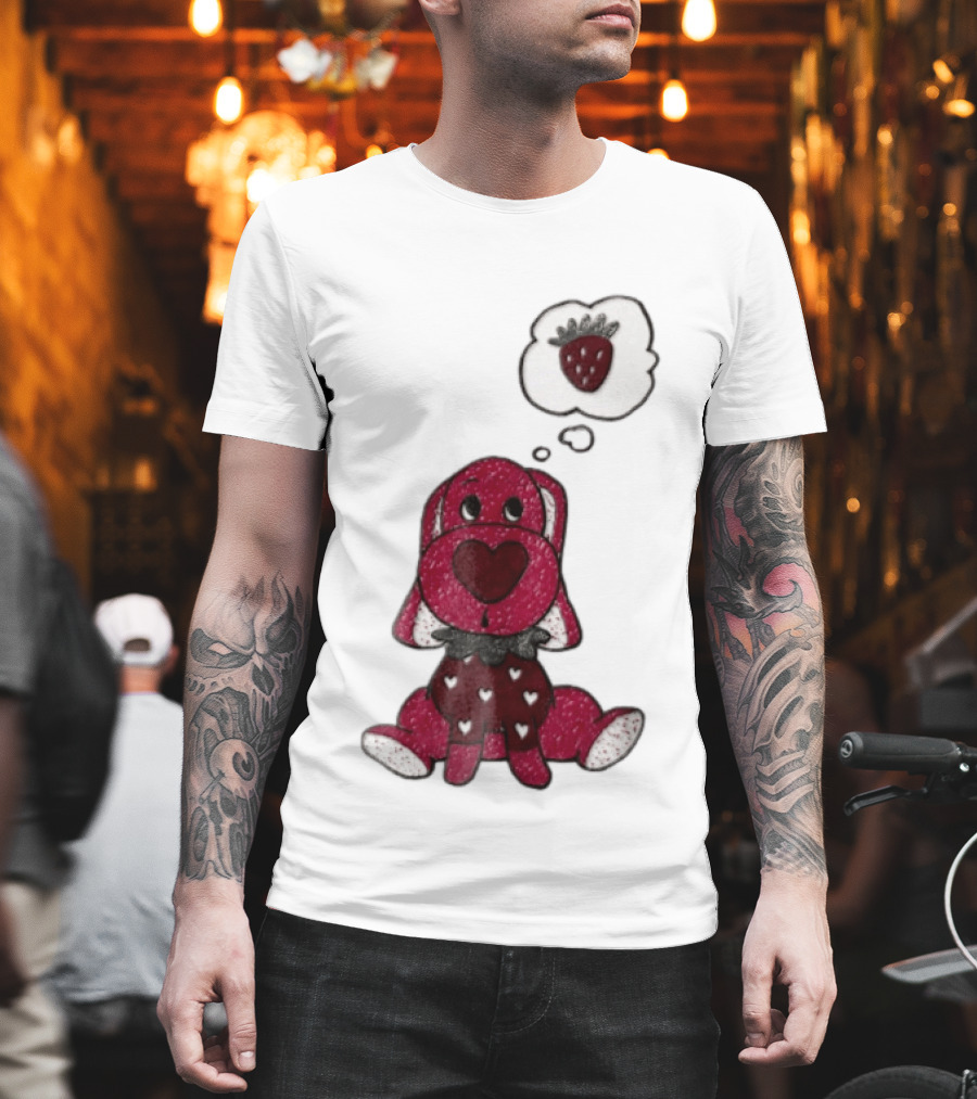 Dog With Strawberry Thought Bubble Costume Hearts T-Shirt