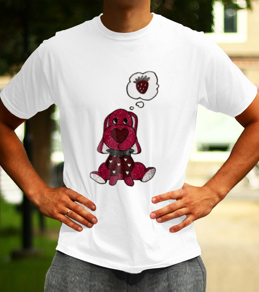 Dog With Strawberry Thought Bubble Costume Hearts T-Shirt