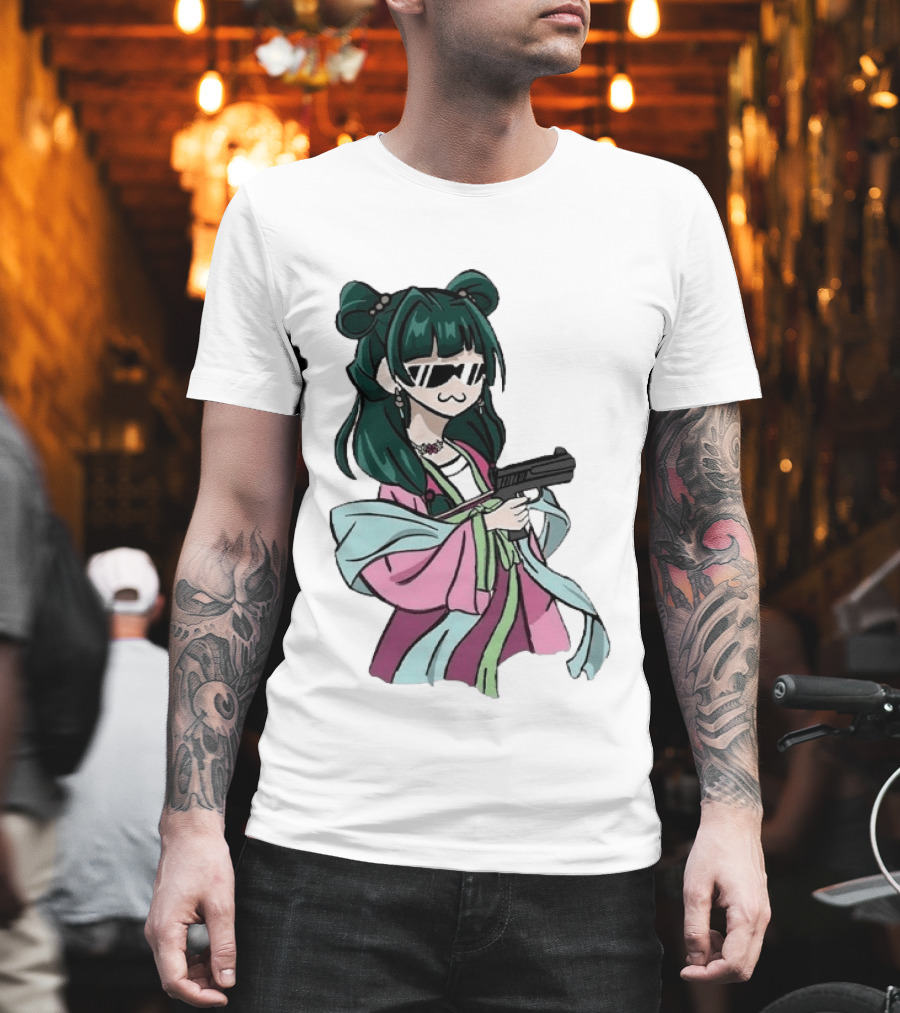 Mao Mao The Apothecary Diaries Anime Character With Gun And Sunglasses T-Shirt