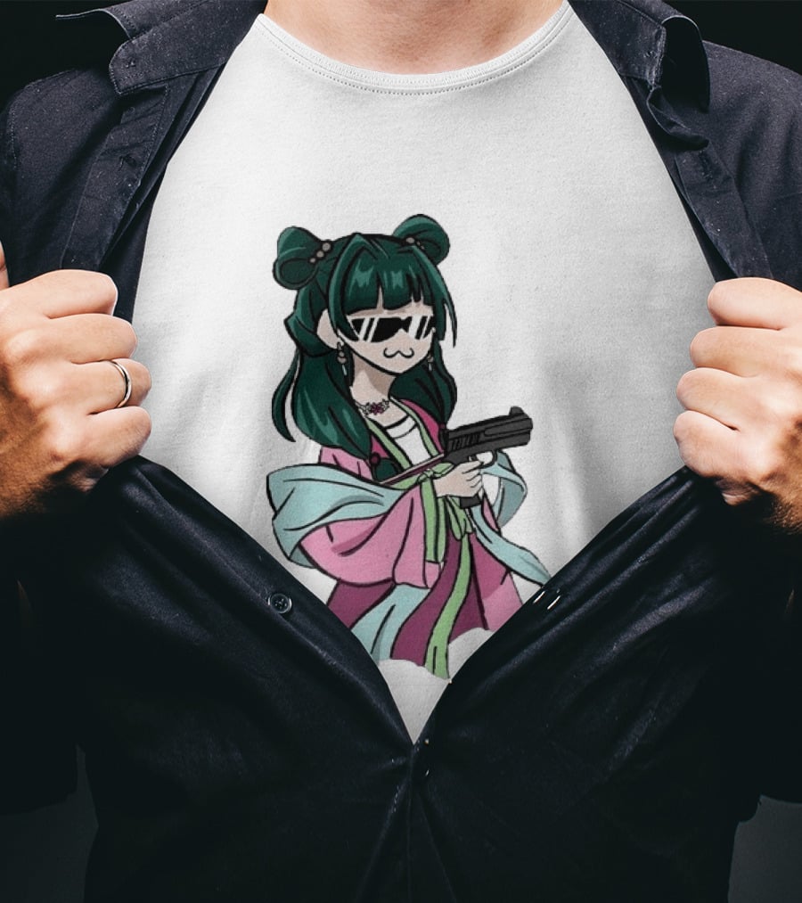 Mao Mao The Apothecary Diaries Anime Character With Gun And Sunglasses T-Shirt