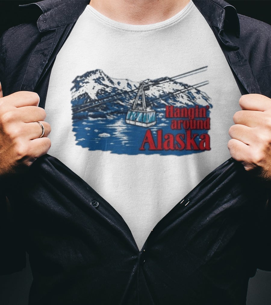 RJ Decker Aloysius Aiken Hangin Around Alaska Cable Car Mountain Scene T-Shirt