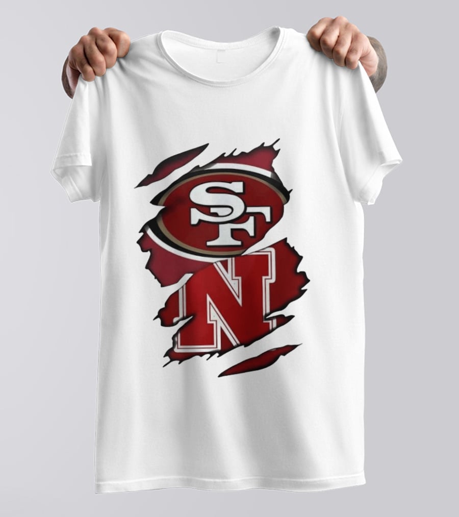 San Francisco 49ers SF And Nebraska Cornhuskers N Ripped T-Shirt