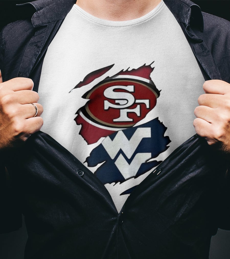San Francisco 49ers West Virginia Mountaineers Ripped SF WV T-Shirt