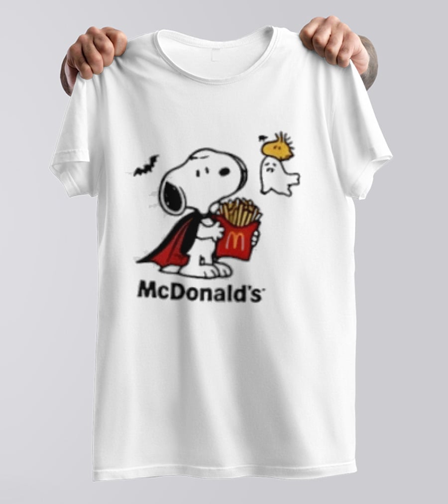 Snoopy McDonald's Halloween French Fries Woodstock Bat Iconic Collaboration T-Shirt