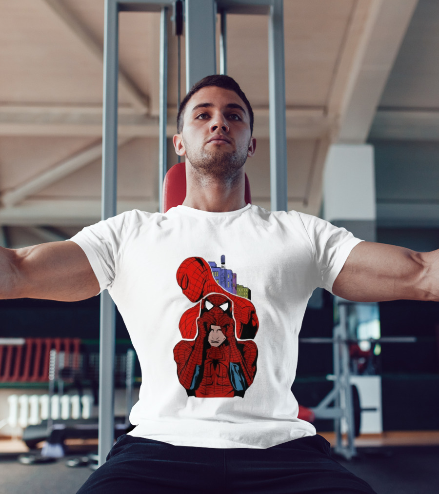 Marvel Spider Man Peter Parker Cityscape Collage T-Shirt