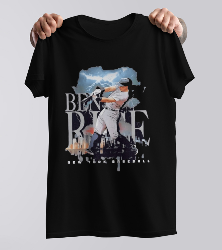 Ben Rice New York Baseball Player Lightning Skyline T-Shirt