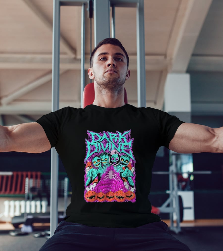 Dark Divine Skeletons With RIP Pumpkins T-Shirt