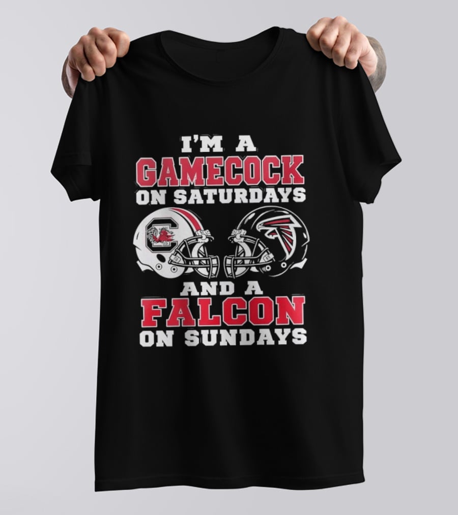 I'm A Gamecock On Saturdays And A Falcon On Sundays Football Helmets T-Shirt
