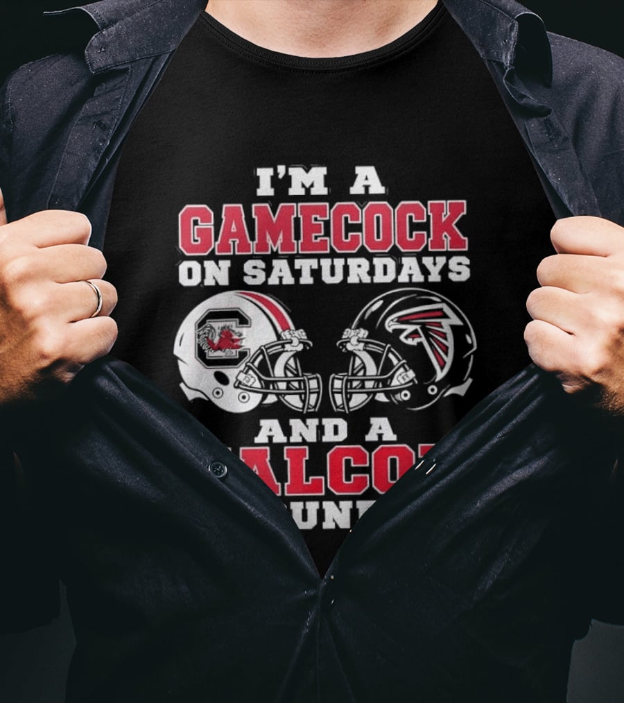 I'm A Gamecock On Saturdays And A Falcon On Sundays Football Helmets T-Shirt