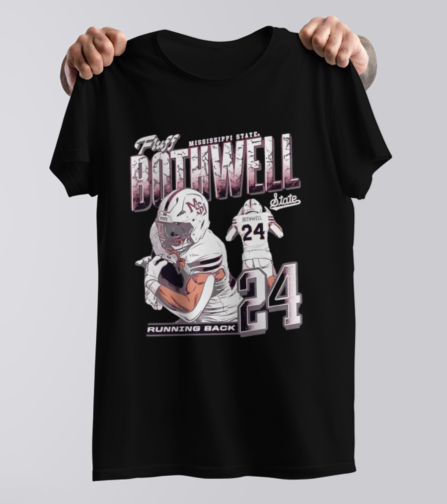Fluff Bothwell No 24 Mississippi State Running Back T-Shirt