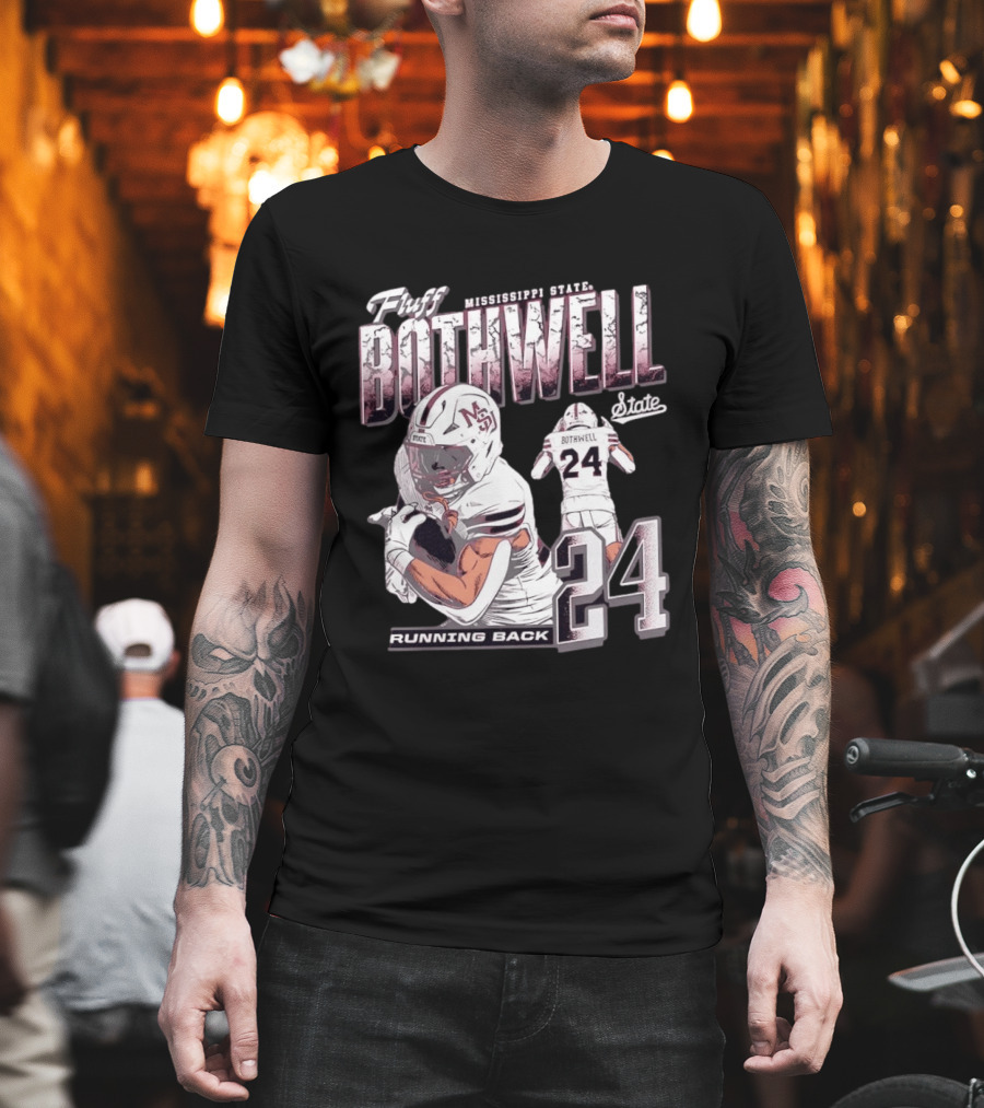 Fluff Bothwell No 24 Mississippi State Running Back T-Shirt