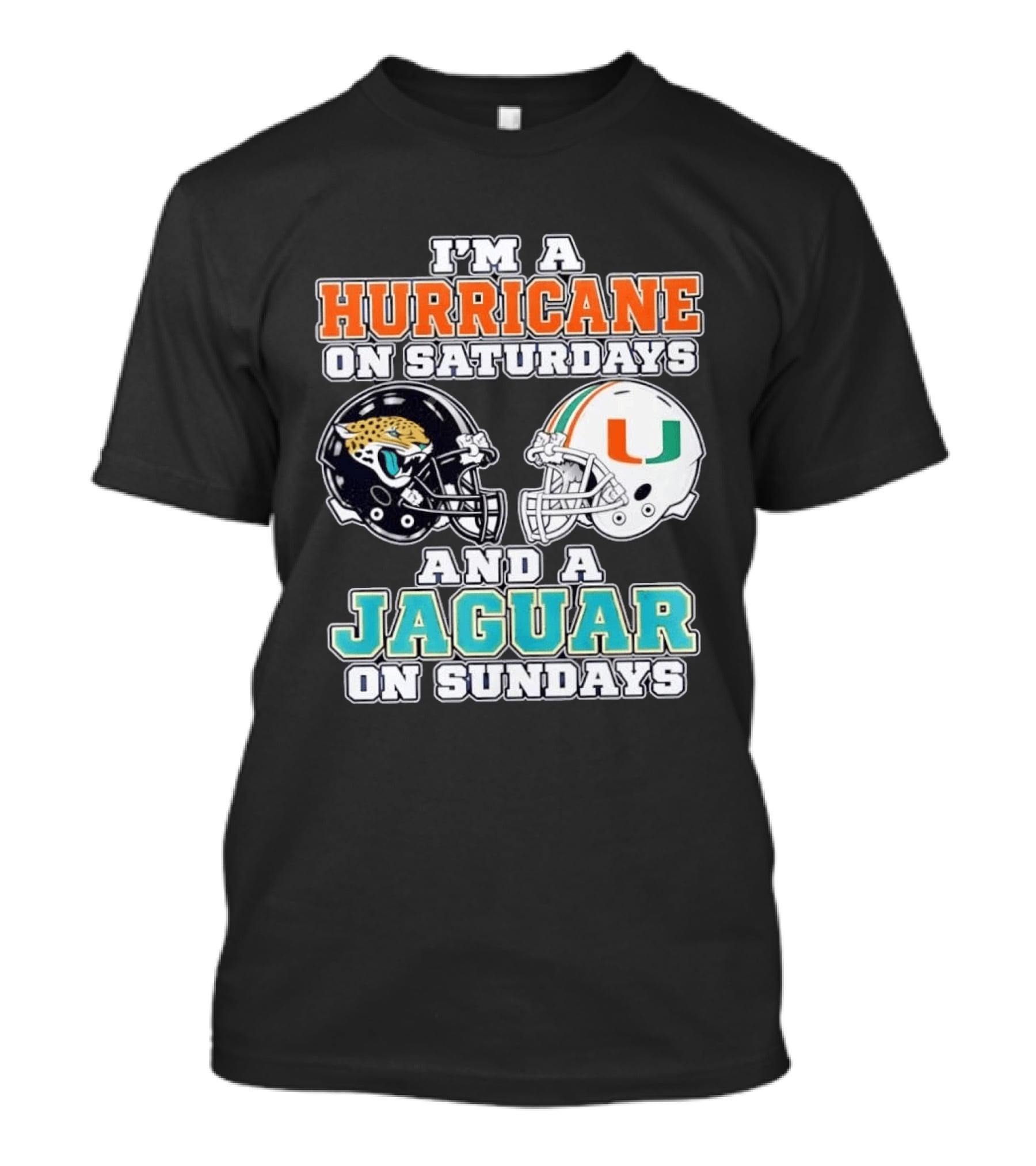 Hurricane Saturdays Jaguar Sundays Football Helmets T-Shirt
