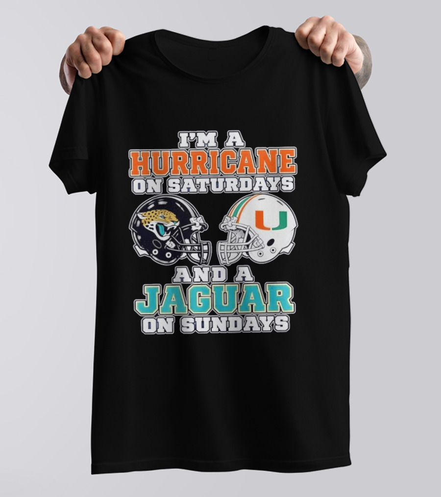 Hurricane Saturdays Jaguar Sundays Football Helmets T-Shirt