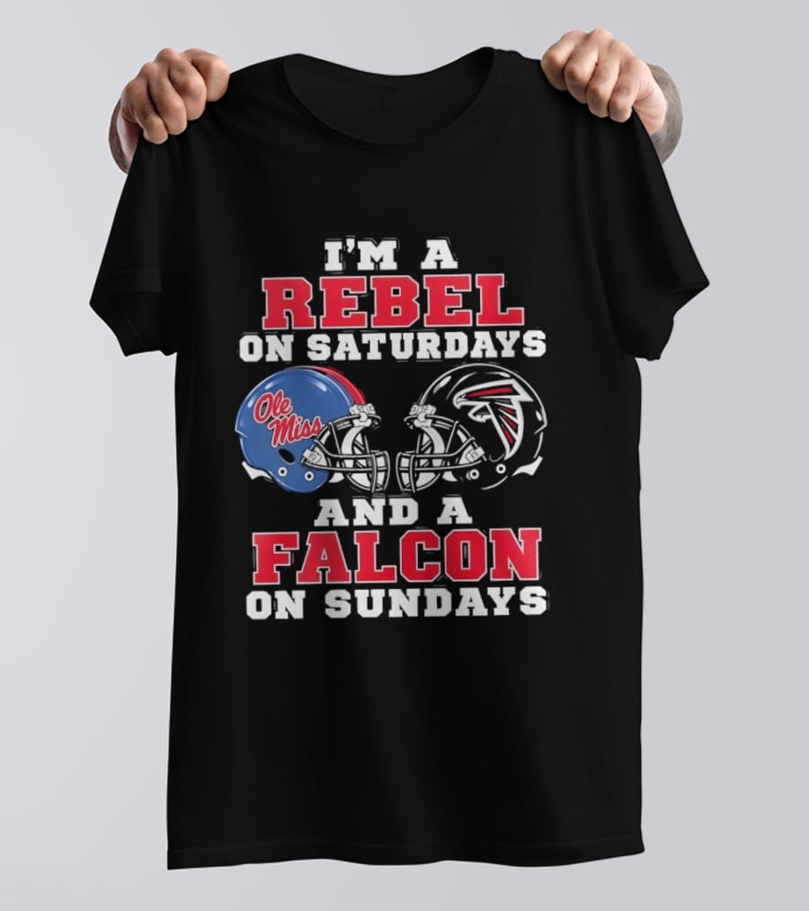 Ole Miss Rebels Saturdays Atlanta Falcons Sundays Football Helmets T-Shirt