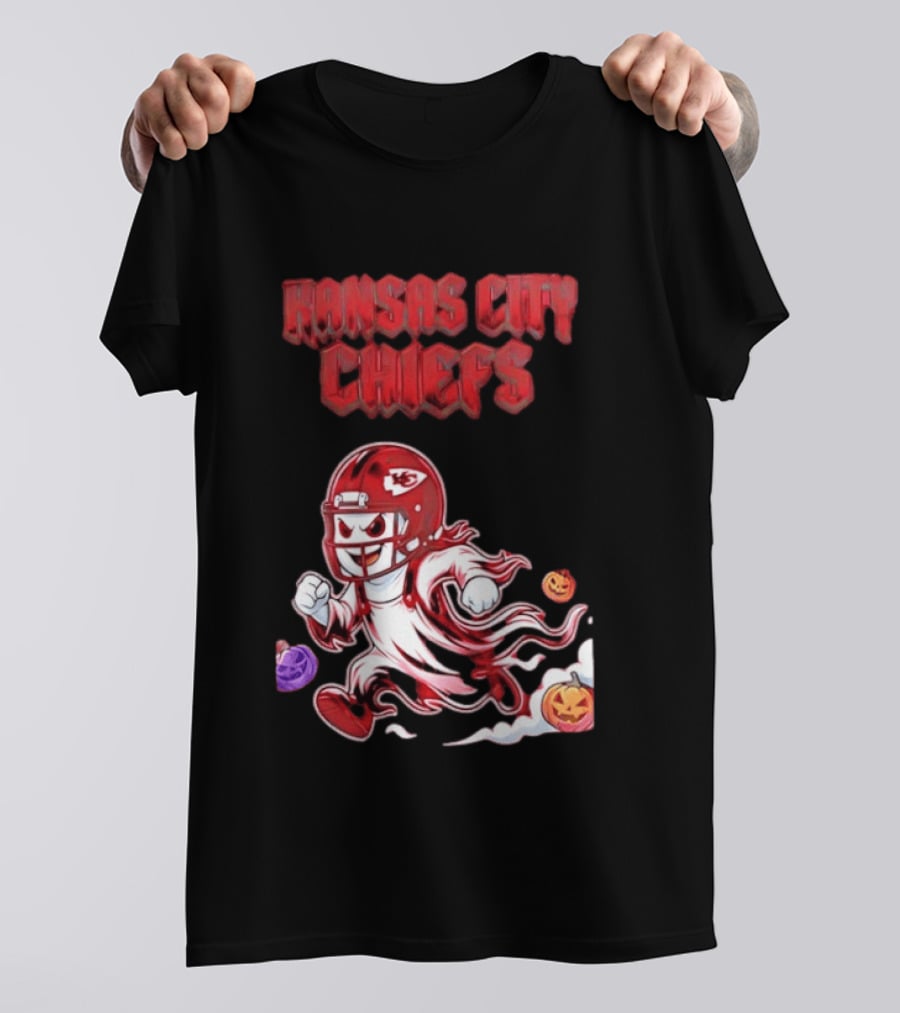 Kansas City Chiefs Halloween Ghost Football 2026 Spooky Pumpkins T-Shirt