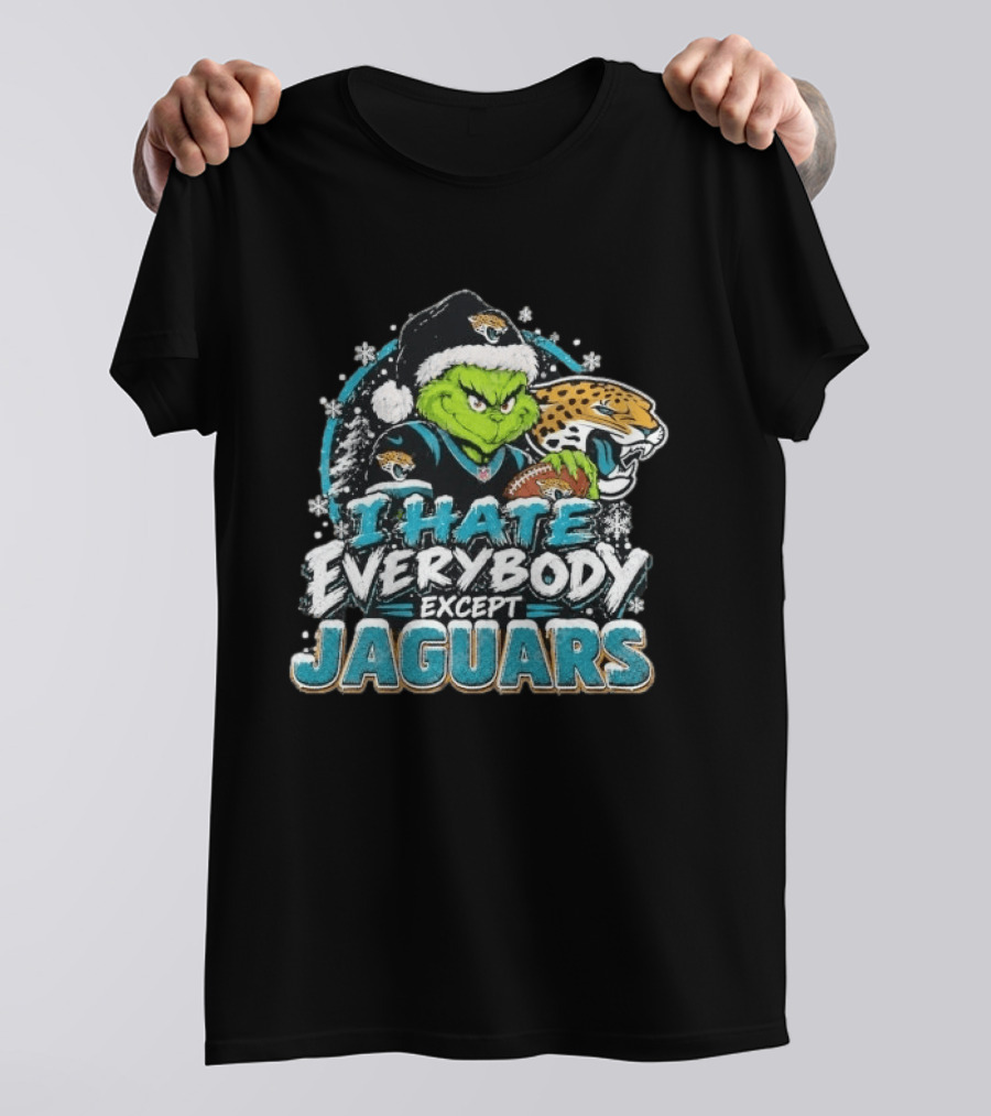 Original Jacksonville Jaguars Grinch I Hate Everybody Except Jaguars Fans Christmas Holiday T-Shirt
