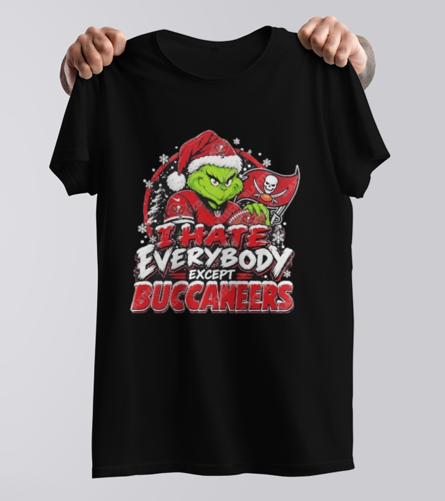 I Hate Everybody Except Buccaneers Tampa Bay Grinch Christmas Holiday T-Shirt