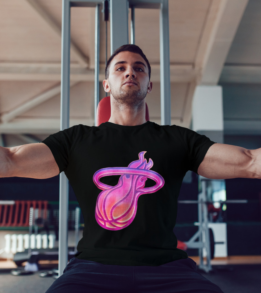 Miami Heat Court Culture Vice City Flaming Basketball T-Shirt