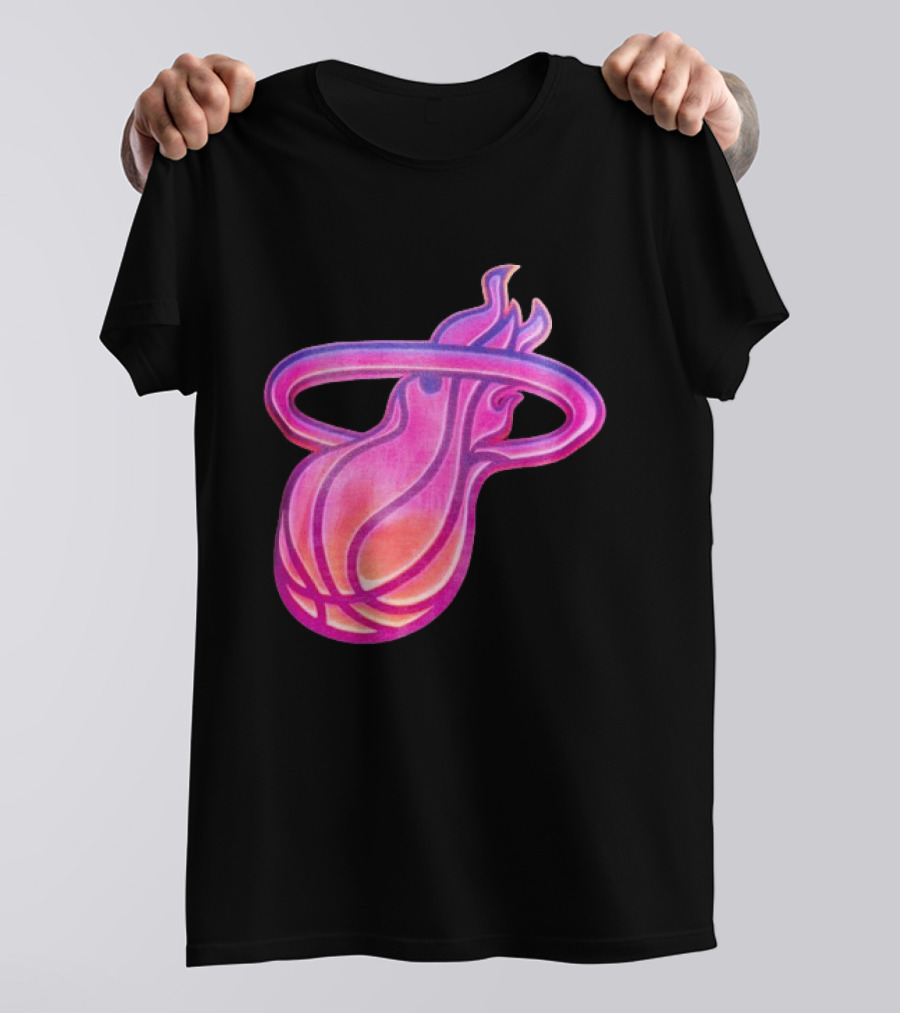 Miami Heat Court Culture Vice City Flaming Basketball T-Shirt