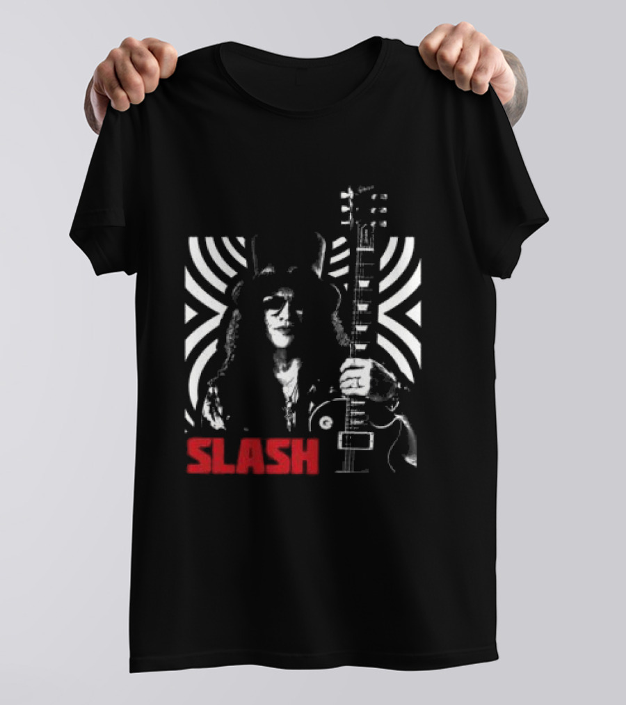 SLASH Iconic Guitarist And Guitar Bold Classic Rock T-Shirt