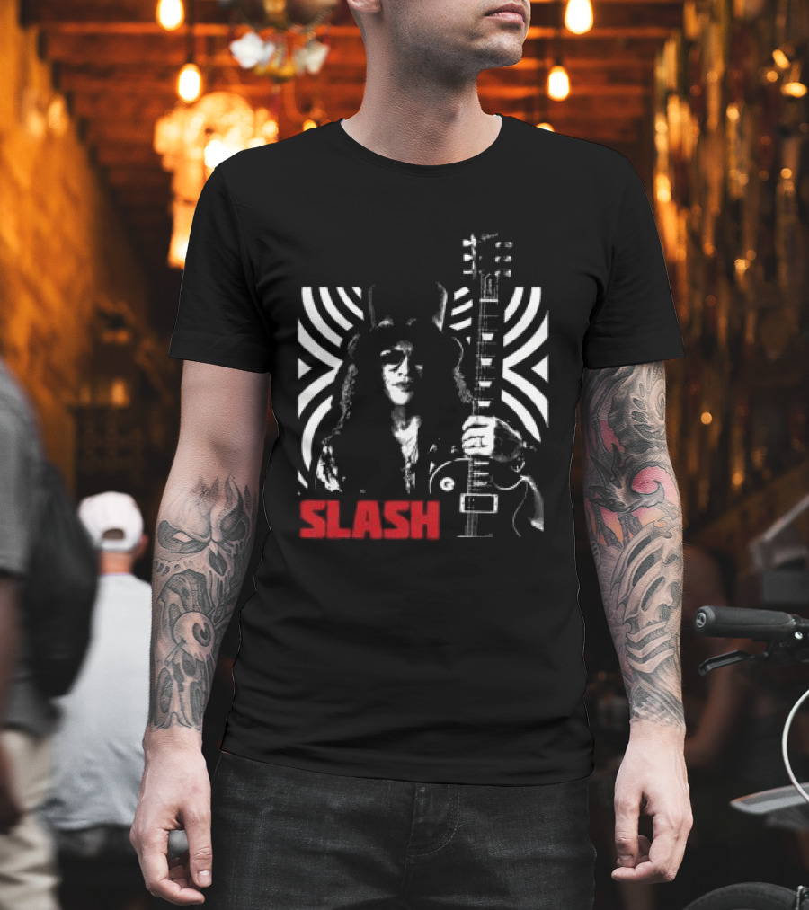 SLASH Iconic Guitarist And Guitar Bold Classic Rock T-Shirt