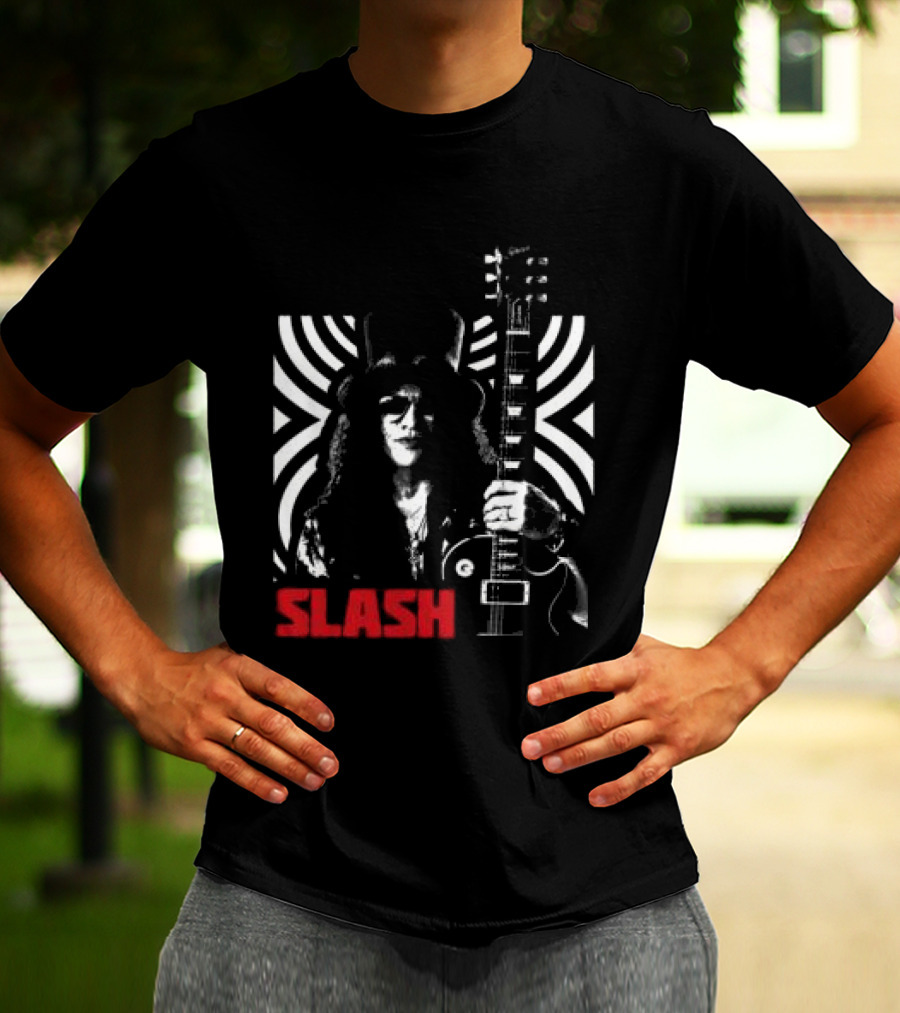 SLASH Iconic Guitarist And Guitar Bold Classic Rock T-Shirt